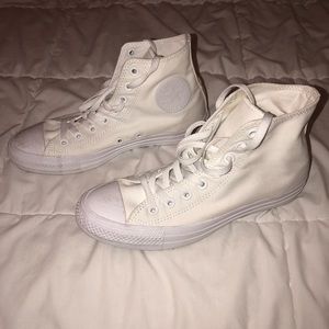 All white converse high top